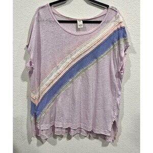 We The Free Shirt Women Purple Free People Nina Tee Seams Raw Edges Oversized S